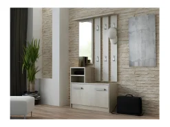 VITTORIA - Mueble recibidor - zapatero - 180x85x24cm - 6 ganchos + espejo + zapatero