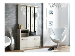 VITTORIA - Mueble recibidor - zapatero - 180x85x24cm - 6 ganchos + espejo + zapatero