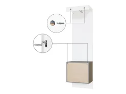 Vladon Mueble recibidor Carlton Set 5, Mueble de entrada compuesto por 1 Perchero con Puerta integrada y 1 Barra, antracita mate/hormigón oxidado (52 x 193 x 35 cm)