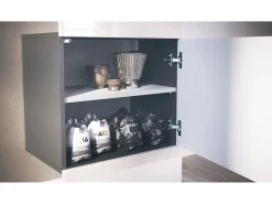Vladon Mueble recibidor Carlton Set 5, Mueble de entrada compuesto por 1 Perchero con Puerta integrada y 1 Barra, antracita mate/hormigón oxidado (52 x 193 x 35 cm)