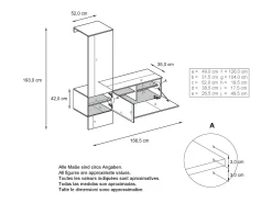 Vladon Mueble recibidor Carlton Set 4, Mueble de entrada compuesto por 1 Perchero, 1 Zapatero, antracita mate/blanco de alto brillo (156,5 x 193 x 35 cm)
