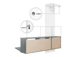 Vladon Mueble recibidor Carlton Set 4, Mueble de entrada compuesto por 1 Perchero, 1 Zapatero, antracita mate/grafito satinado (156,5 x 193 x 35 cm)