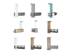 Vladon Mueble recibidor Carlton Set 4, Mueble de entrada compuesto por 1 Perchero, 1 Zapatero, antracita mate/zarzamora de alto brillo (156,5 x 193 x 35 cm)