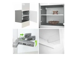Vladon Mueble recibidor Carlton Set 5, Mueble de entrada compuesto por 1 Perchero con Puerta integrada y 1 Barra, antracita mate/roble natural (52 x 193 x 35 cm)