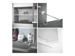 Vladon Mueble recibidor Carlton Set 4, Mueble de entrada compuesto por 1 Perchero, 1 Zapatero, antracita mate/gris arena de alto brillo (156,5 x 193 x 35 cm)