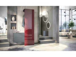 Vladon Mueble recibidor Carlton Set 2, Mueble de entrada compuesto por 1 Perchero, 1 Armario de cajones, antracita mate/burdeos de alto brillo (105 x 193 x 35 cm)