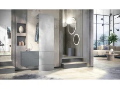 Vladon Mueble recibidor Carlton Set 2, Mueble de entrada compuesto por 1 Perchero, 1 Armario de cajones, antracita mate/hormigón oxidado (105 x 193 x 35 cm)