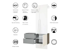 Vladon Mueble recibidor Carlton Set 2, Mueble de entrada compuesto por 1 Perchero, 1 Armario de cajones, antracita mate/hormigón oxidado (105 x 193 x 35 cm)