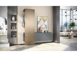 Vladon Mueble recibidor Carlton Set 4, Mueble de entrada compuesto por 1 Perchero, 1 Zapatero, antracita mate/aspecto en bronce (156,5 x 193 x 35 cm)