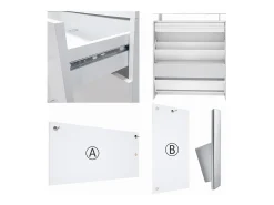 Vladon Mueble recibidor Loret mini, Mueble de entrada compuesto por 1 Zapatero, 1 Espejo de pared y 2 Percheros, Blanco mate/Blanco mate