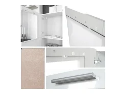 Vladon Vitrina de cine, blanco mate/gris arena de alto brillo - Vitrina de cristal moderna - (AxAxP): 50,5 x 111 x 32,5 cm