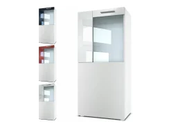 Vladon Vitrina de cine, blanco mate/burdeos de alto brillo - Vitrina de cristal moderna - (AxAxP): 50,5 x 111 x 32,5 cm