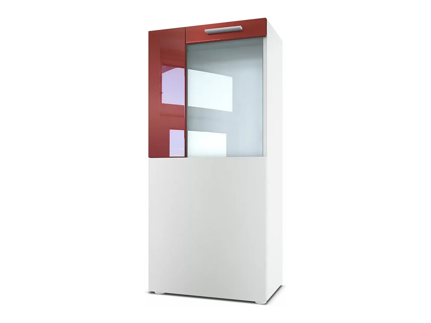 Vladon Vitrina de cine, blanco mate/burdeos de alto brillo - Vitrina de cristal moderna - (AxAxP): 50,5 x 111 x 32,5 cm