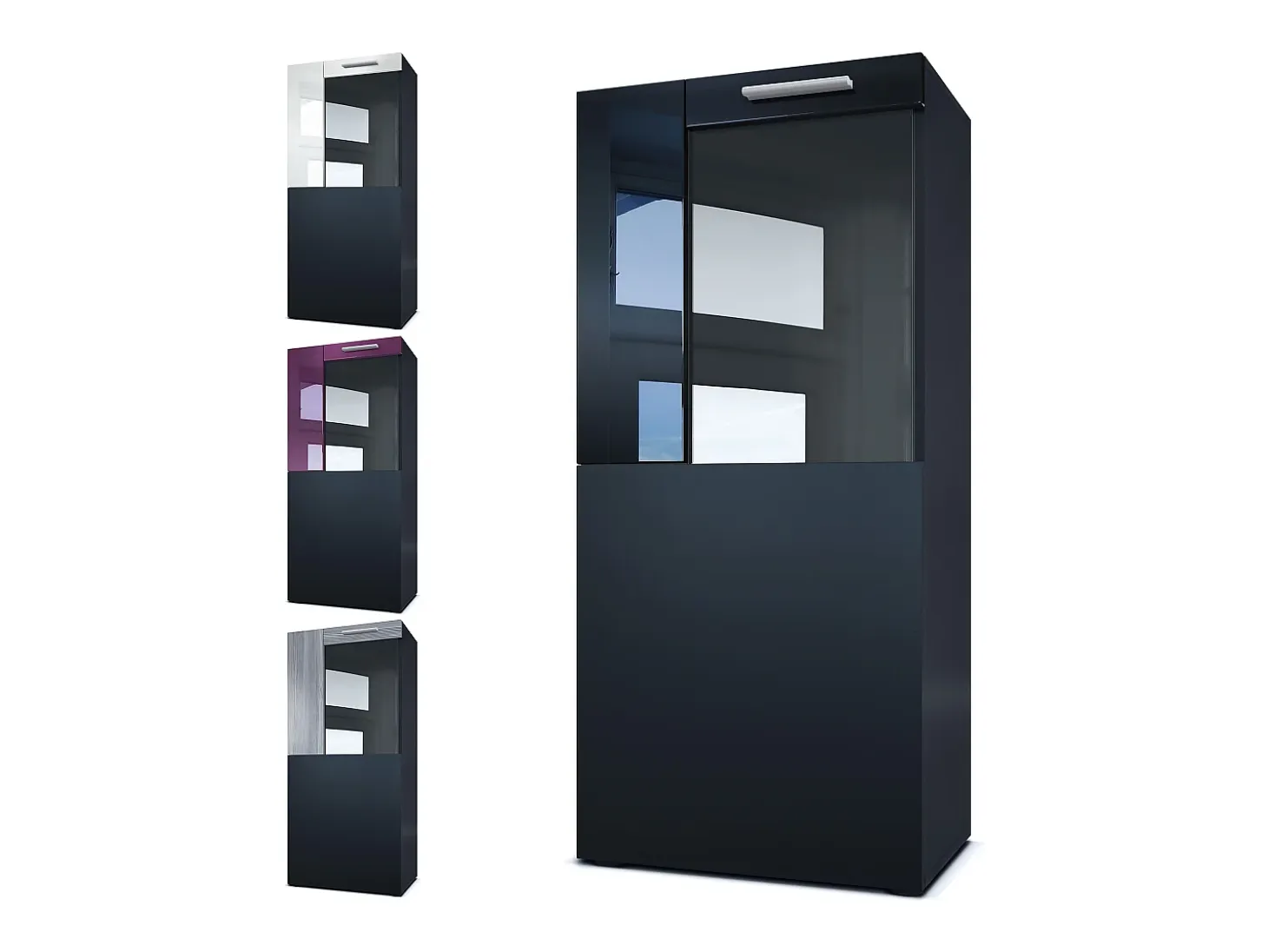 Vladon Vitrina de cine, negro mate/burdeos de alto brillo - Vitrina de cristal moderna - (AxAxP): 50,5 x 111 x 32,5 cm