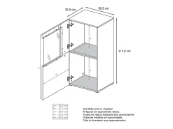 Vladon Vitrina de cine, negro mate/burdeos de alto brillo - Vitrina de cristal moderna - (AxAxP): 50,5 x 111 x 32,5 cm