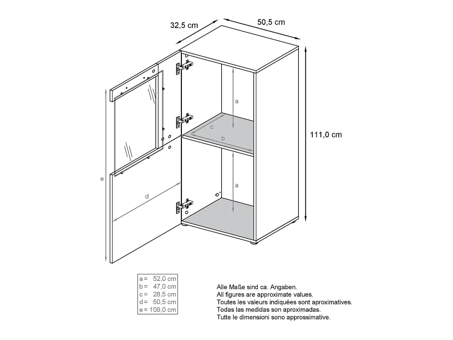 Vladon Vitrina de cine, negro mate/burdeos de alto brillo - Vitrina de cristal moderna - (AxAxP): 50,5 x 111 x 32,5 cm