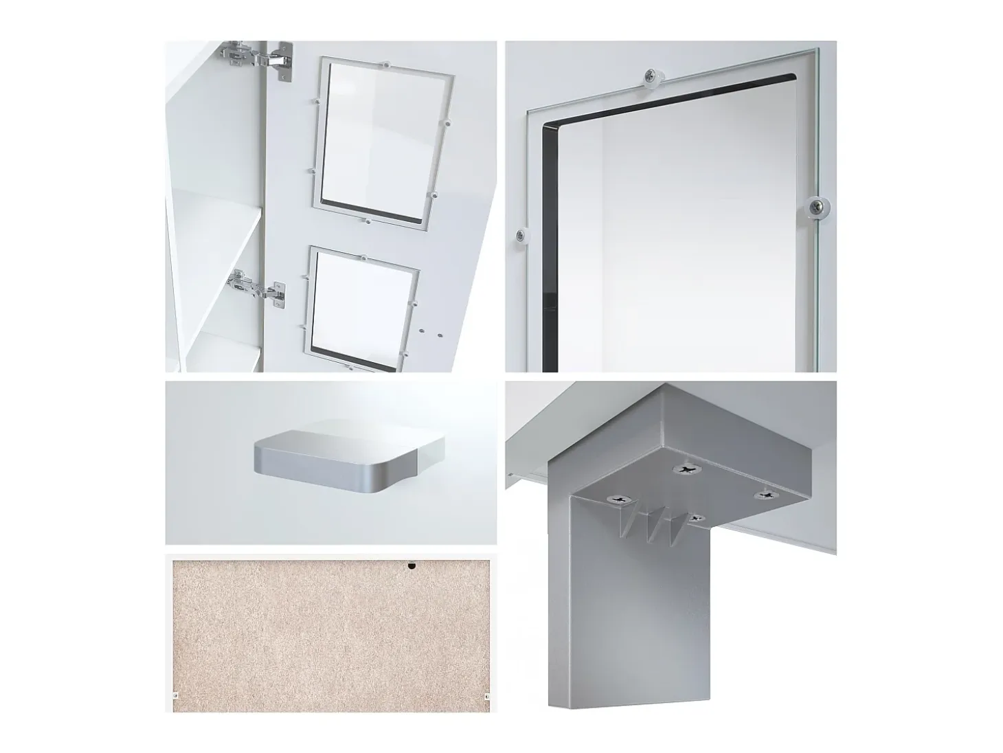Vladon Vitrina Denjo, Cristalera con 2 Puertas y 3 Estantes de cristal, Blanco mate/Blanco de alto brillo/Negro de alto brillo (71 x 129 x 35 cm)