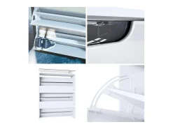 Vladon Zapatero Annie para 16 pares de zapatos con 2 Puertas abatibles y Estante de cristal, Blanco mate/Blanco de alto brillo (89 x 96 x 23 cm)