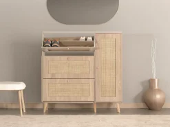 Volquete de ratán para zapatos MCW-M37, aspecto roble