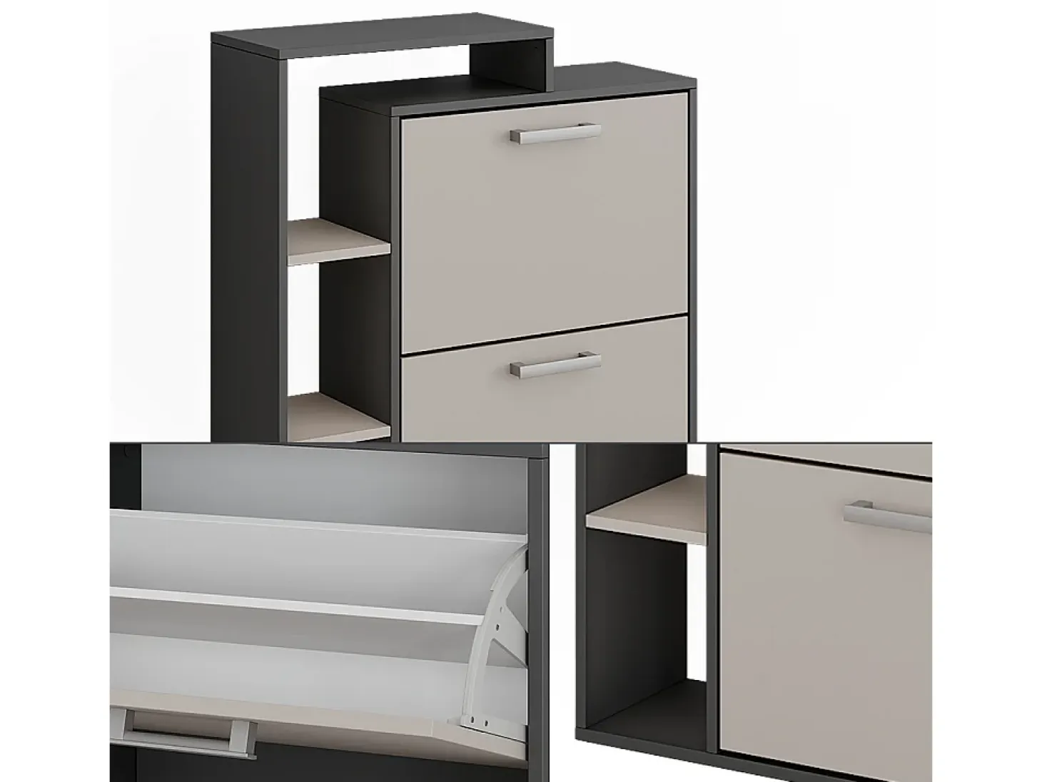 Volquete zapatero antracita/gris 80x24.2x90 orlando