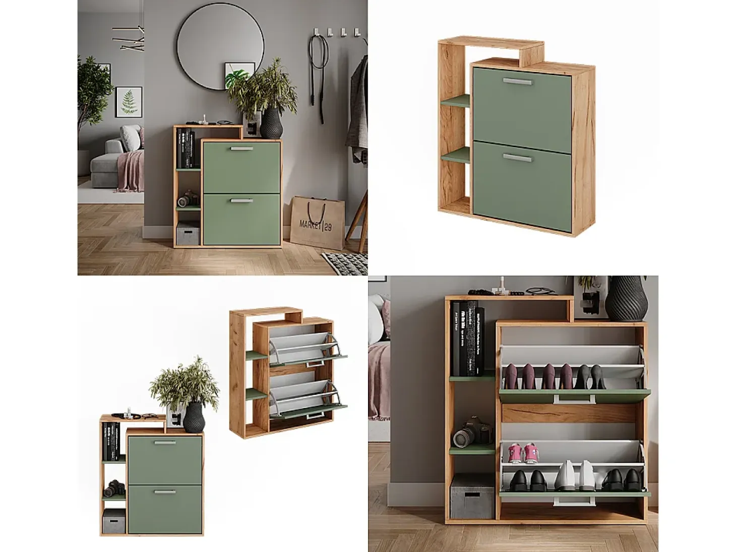 Volquete zapatero goldkraft roble/verde 80x24.2x90 orlando