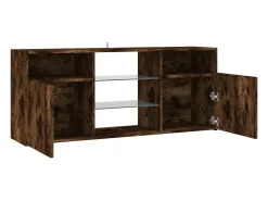 Webster City Mueble de TV con luces LED roble ahumado 120x30x50 cm