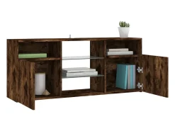 Webster City Mueble de TV con luces LED roble ahumado 120x30x50 cm