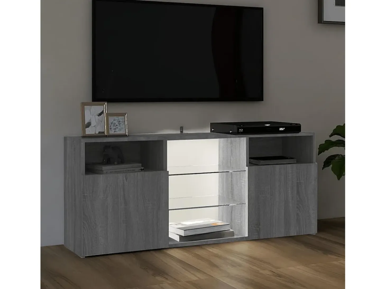 Webster City Mueble de TV con luces LED gris Sonoma 120x30x50 cm