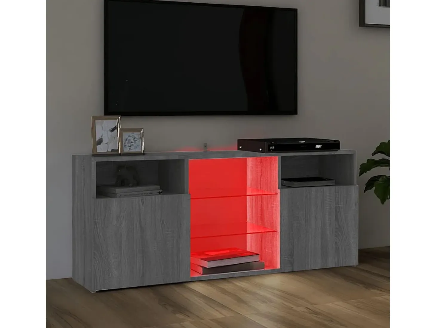 Webster City Mueble de TV con luces LED gris Sonoma 120x30x50 cm
