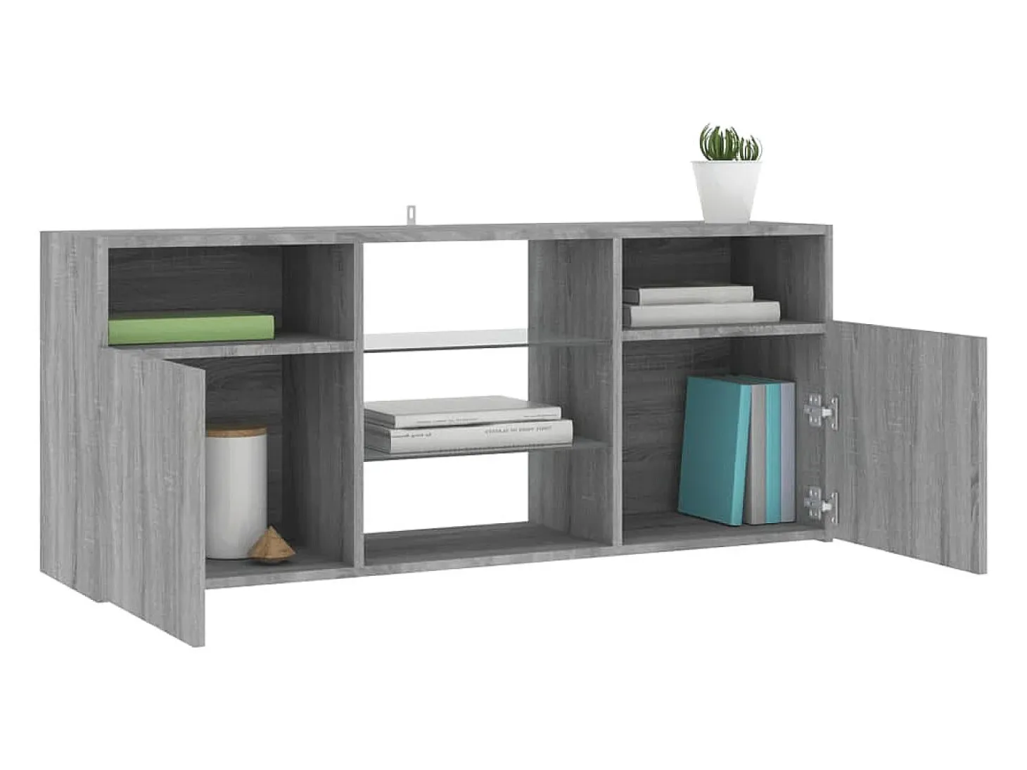 Webster City Mueble de TV con luces LED gris Sonoma 120x30x50 cm
