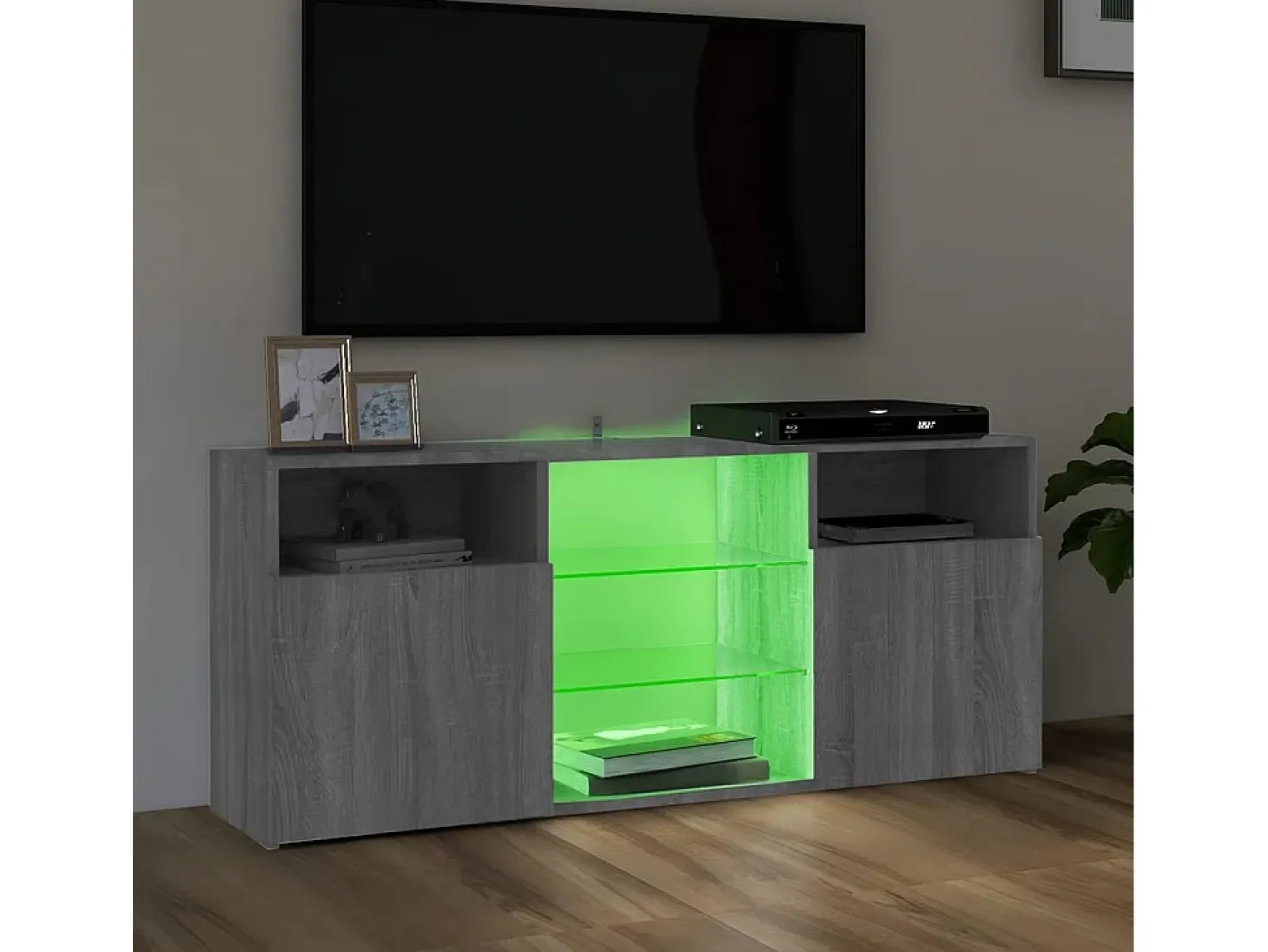Webster City Mueble de TV con luces LED gris Sonoma 120x30x50 cm