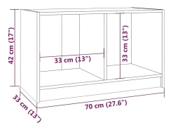 White Hall Mueble de TV de madera maciza de pino marrón miel 70x33x42 cm