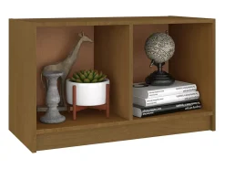 White Hall Mueble de TV de madera maciza de pino marrón miel 70x33x42 cm