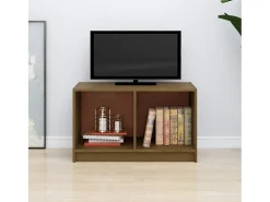 White Hall Mueble de TV de madera maciza de pino marrón miel 70x33x42 cm