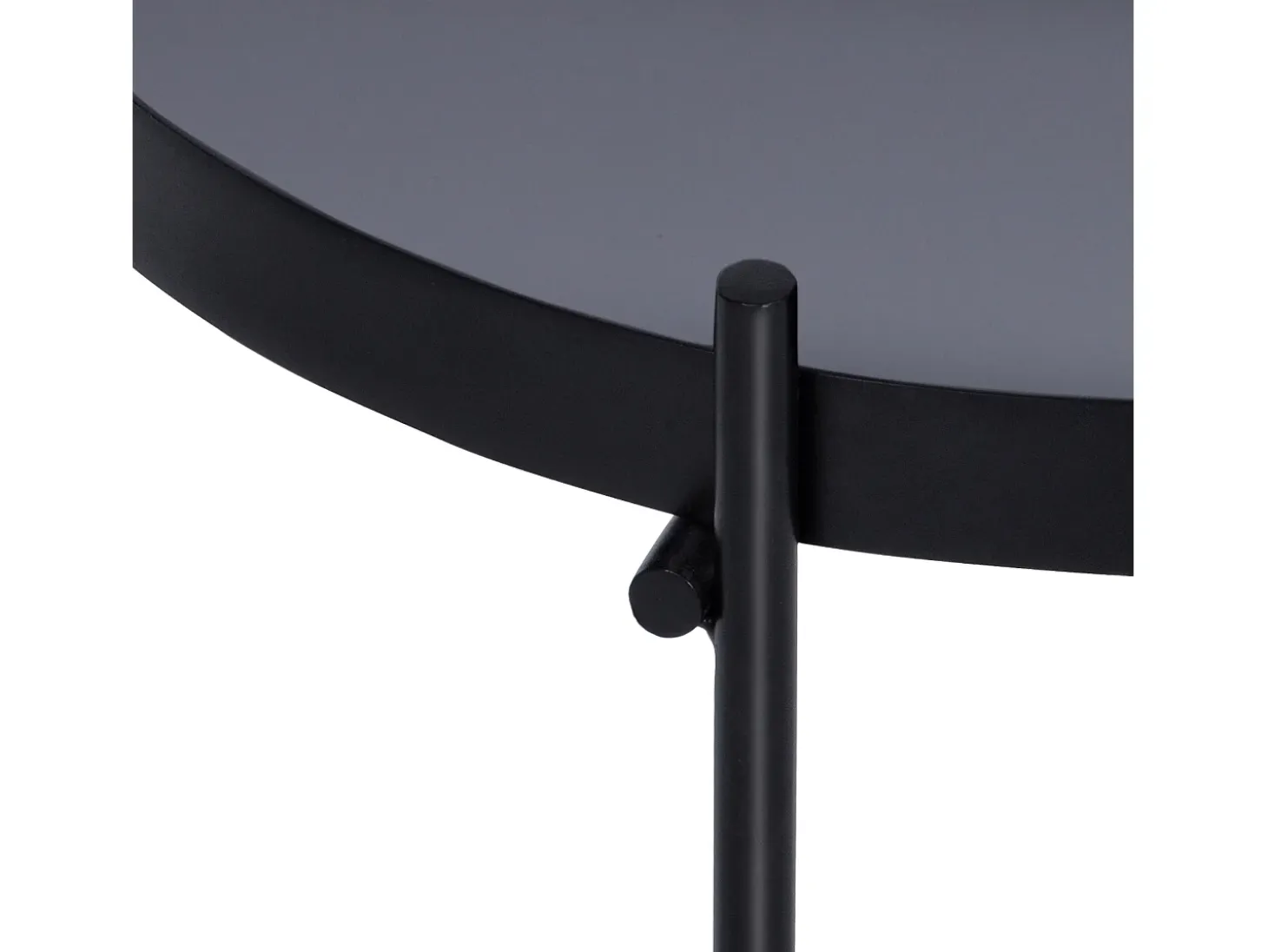 WOMO-DESIGN Mesa auxiliar lateral Houston Ø43x45cm mesita de centro redonda de cristal y metal color negro para salón sofá, estilo ligero y aireado