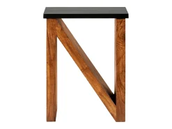 WOMO-DESIGN Mesa auxiliar lateral 45x30x60cm mesita cuadrada de madera de acacia y patas de metal en N para salón rústico industrial, hecha a mano