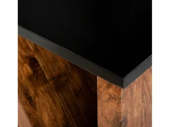 WOMO-DESIGN Mesa auxiliar lateral 45x30x60cm mesita cuadrada de madera de acacia y patas de metal en N para salón rústico industrial, hecha a mano