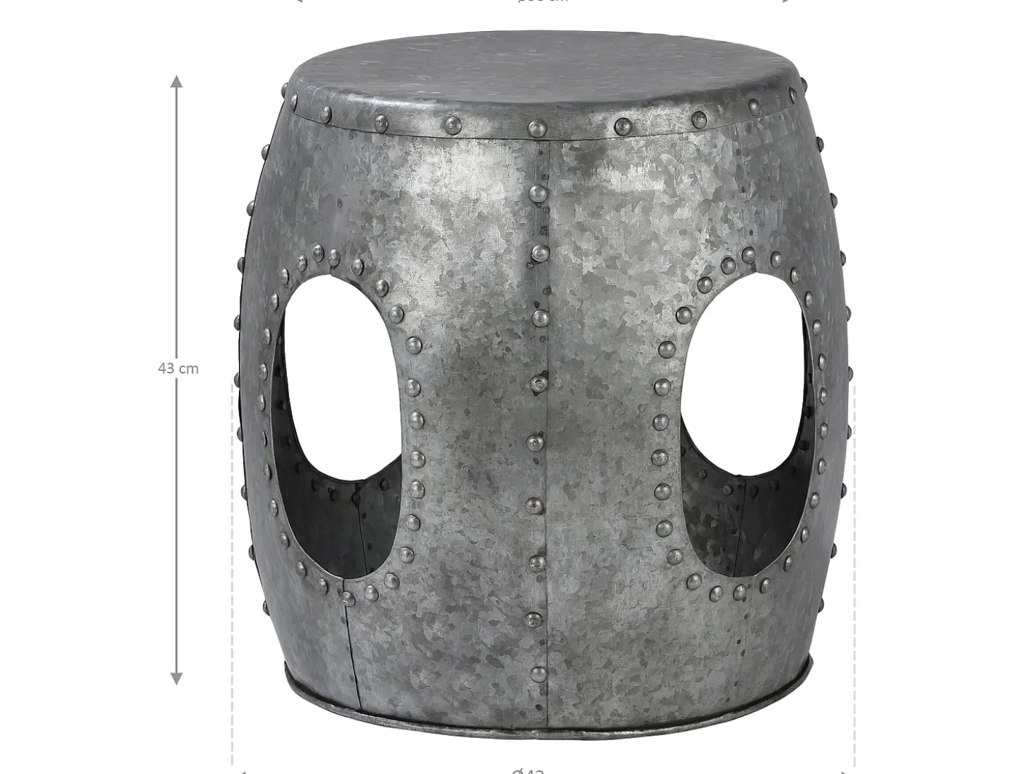 WOMO-DESIGN Mesa auxiliar lateral Ø38x43cm mesita redonda plateada de metal con remaches para salón, hecha a mano, estilo moderno único industrial