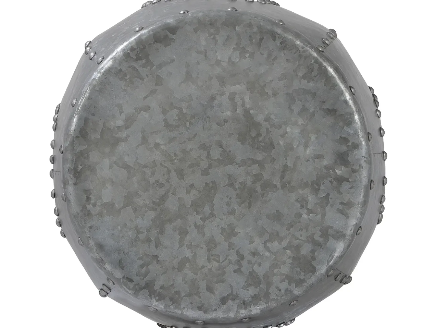 WOMO-DESIGN Mesa auxiliar lateral Ø38x43cm mesita redonda plateada de metal con remaches para salón, hecha a mano, estilo moderno único industrial