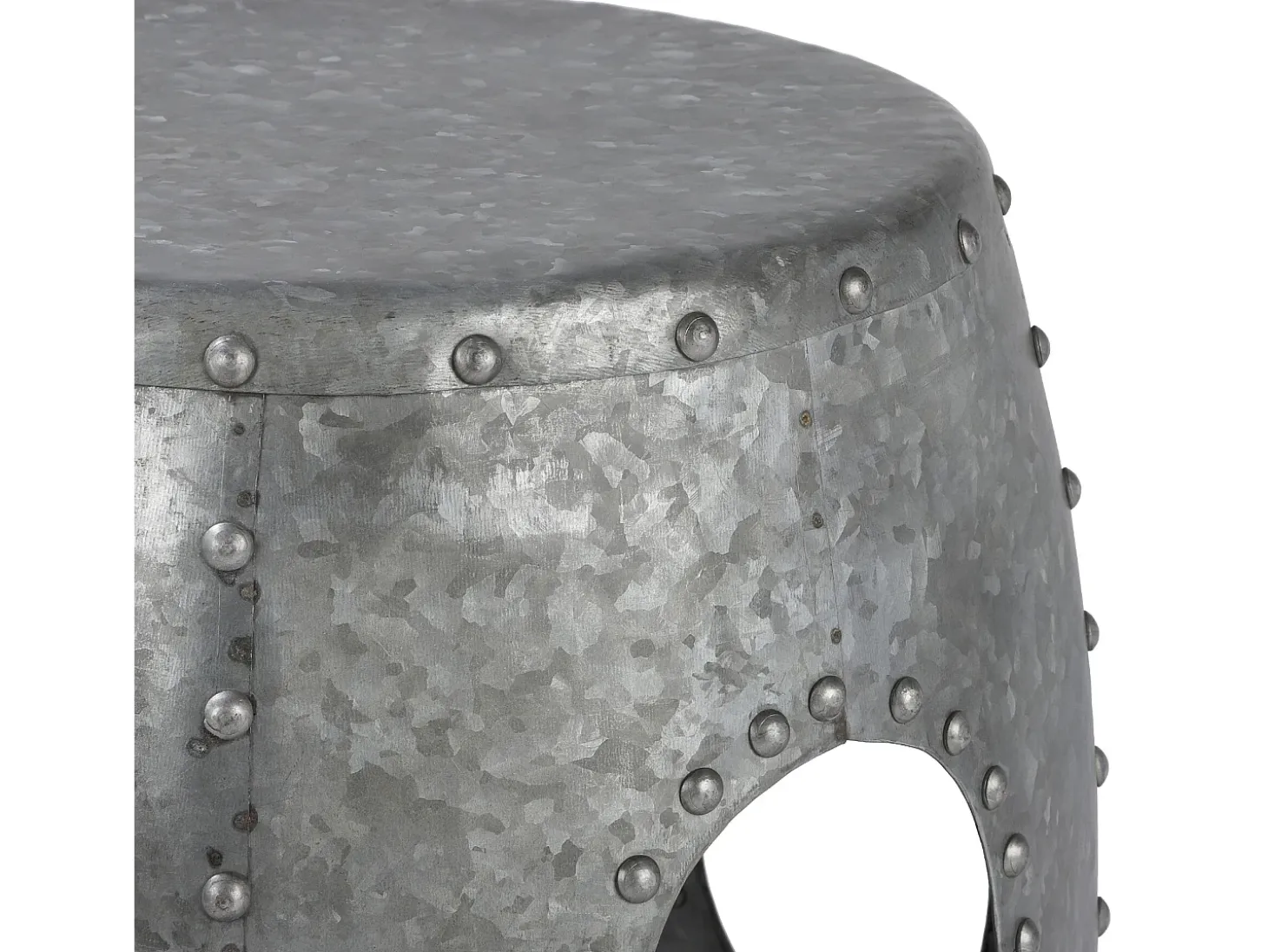 WOMO-DESIGN Mesa auxiliar lateral Ø38x43cm mesita redonda plateada de metal con remaches para salón, hecha a mano, estilo moderno único industrial