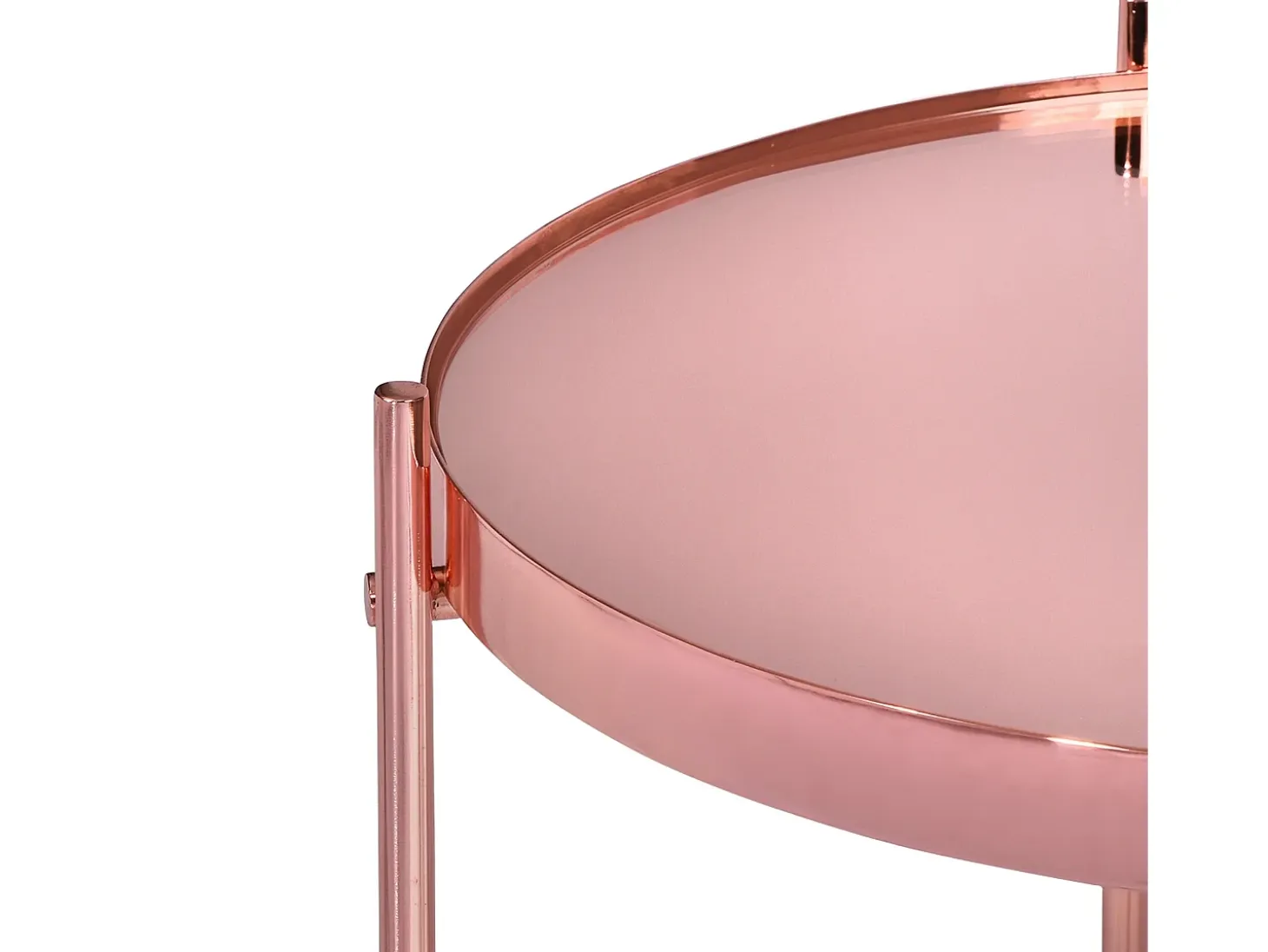 WOMO-DESIGN Mesa auxiliar lateral Houston Ø43x45cm mesita de centro redonda de cristal y metal color cobre para salón sofá, estilo ligero y aireado