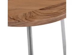 WOMO-DESIGN 2x Mesas auxiliares arizona 43x52 / 38x45cm madera maciza / metal natural-plata tallado a mano mesita de café y té diseño decorativo