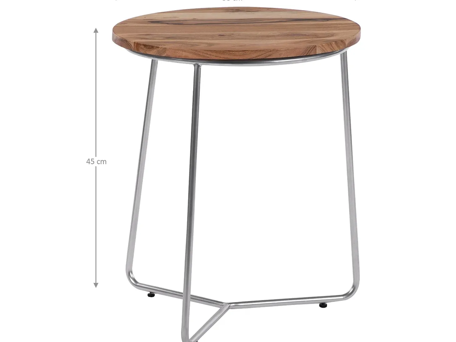 WOMO-DESIGN 2x Mesas auxiliares arizona 43x52 / 38x45cm madera maciza / metal natural-plata tallado a mano mesita de café y té diseño decorativo