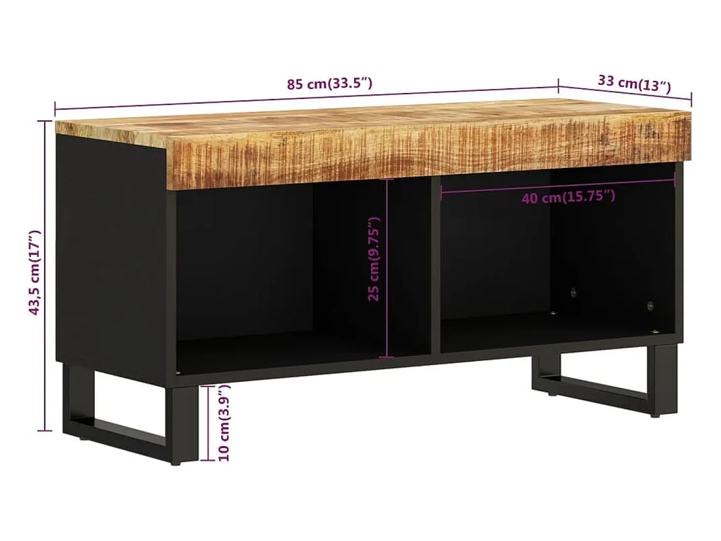 Wyder Mueble de TV madera maciza de mango 85x33x43,5 cm