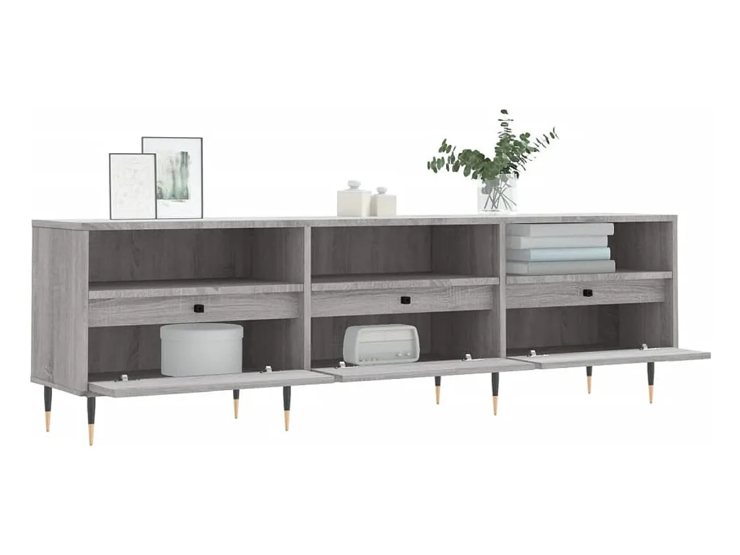 Wyren Mueble para TV madera contrachapada gris Sonoma 150x30x44,5 cm