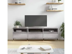 Wyren Mueble para TV madera contrachapada gris Sonoma 150x30x44,5 cm