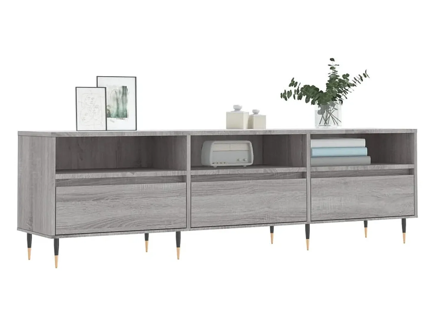 Wyren Mueble para TV madera contrachapada gris Sonoma 150x30x44,5 cm