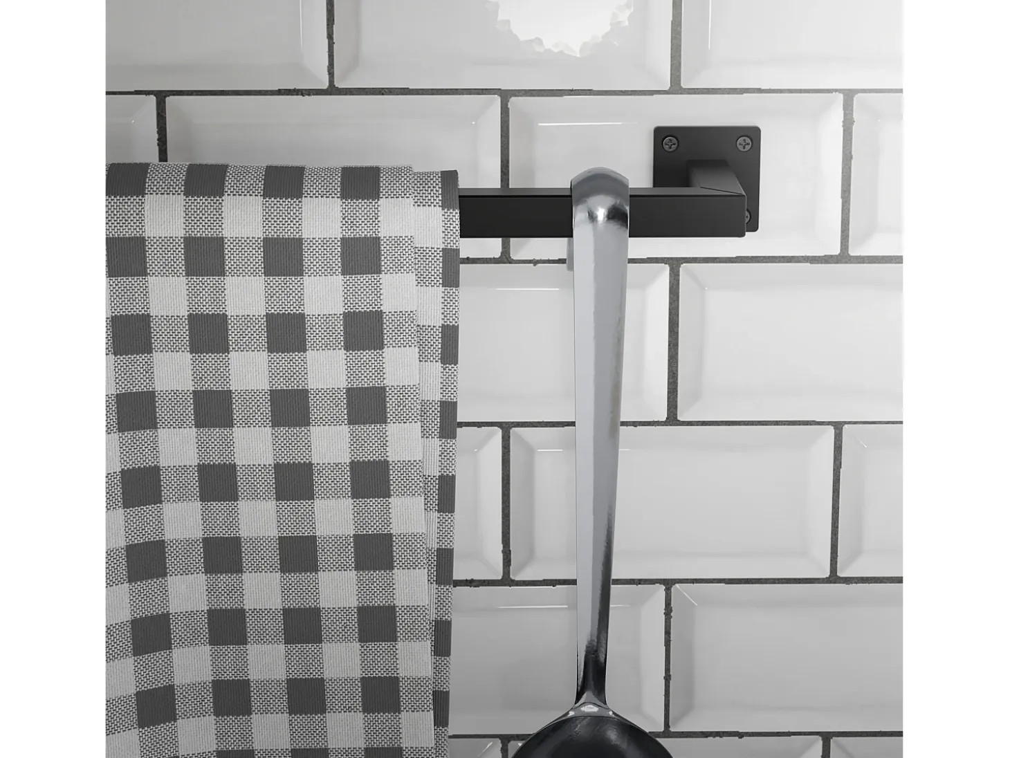 2x Percheros de pared para esquina 90 x 30 cm negro en forma de L para vestidor