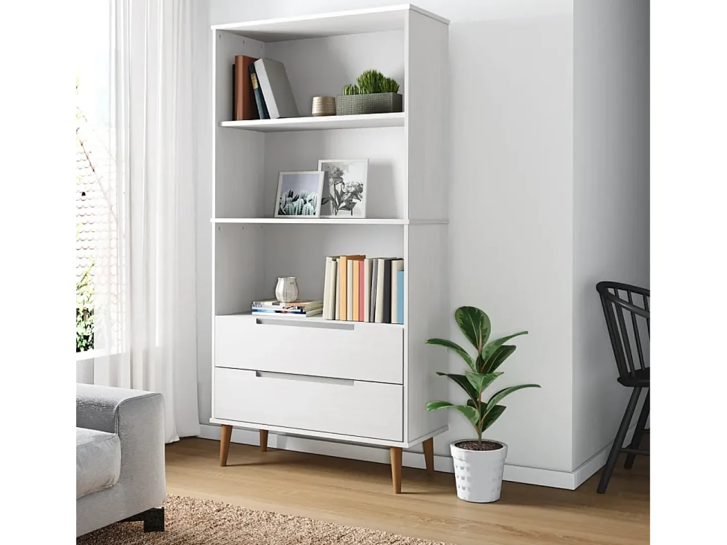 Ximena Luz Librería MOLDE madera maciza de pino blanco 85x35x170,5 cm