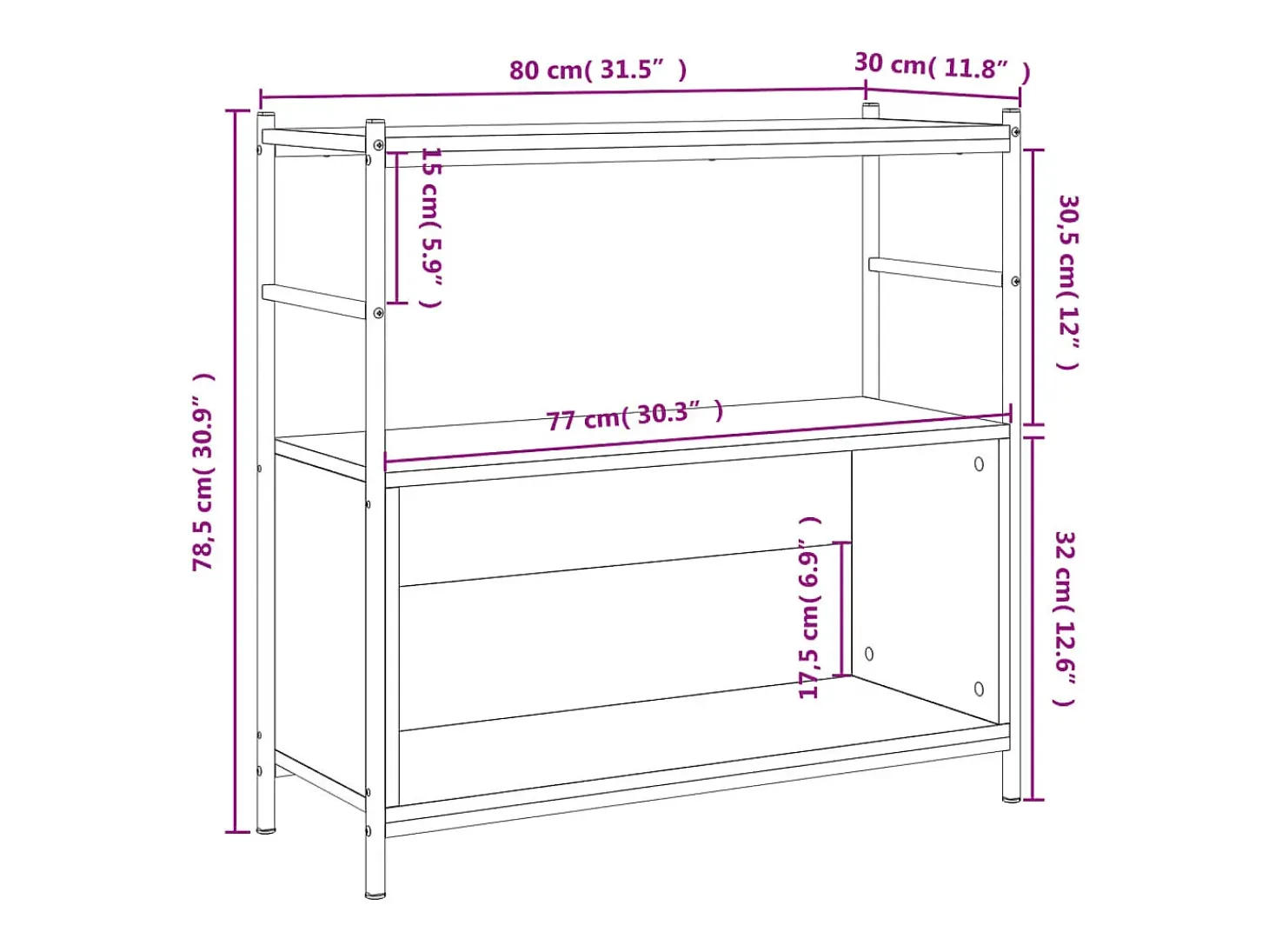 Yasmin Estantería erro madera ingeniería roble Sonoma 80x30x78,5 cm
